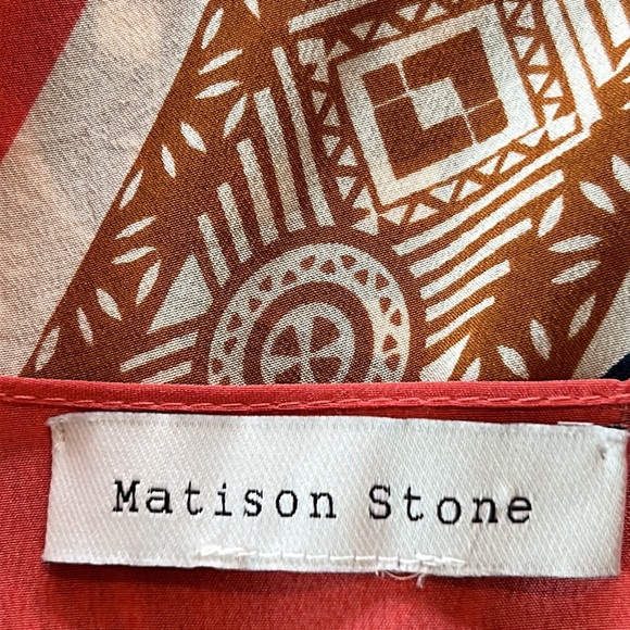 Matison Stone Silk Kimono, Open Front in Orange Teal Black Grey Rust - Picture 2 of 12